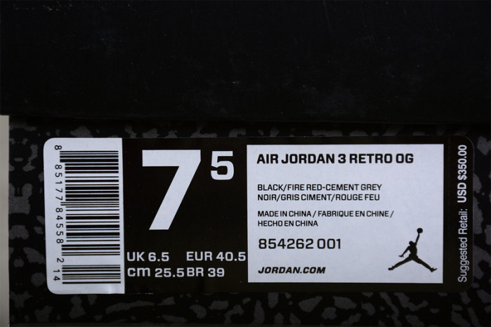 Air Jordan 3 “Black Cement” 854262-001