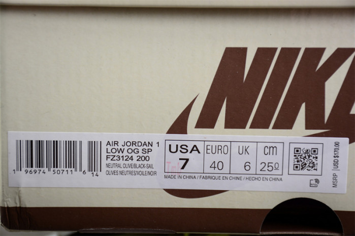 Jordan 1 Retro Low Golf Travis Scott Neutral Olive FZ3124-200