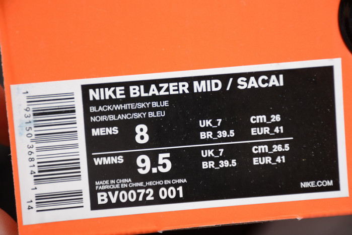 Nike Blazer High sacai White Black Legend Blue - BV0072-001