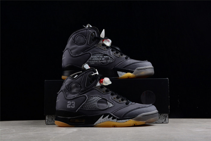 OW Air Jordan 5 SP Black Muslin Fire Red CT8480-001