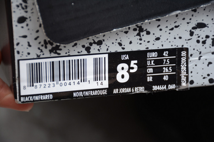 Jordan 6 Retro Black Infrared (2019) - 384664-060