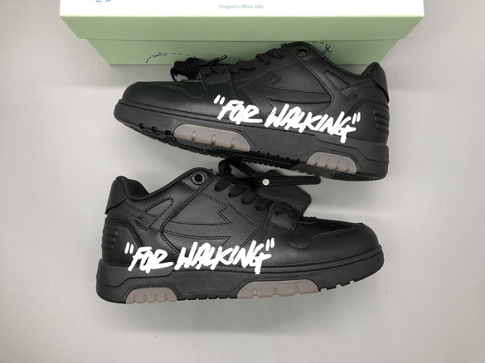 OFF-WHITE Out Of Office OOO "For Walking" Low Tops Black White OW-46