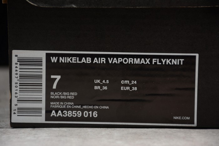 NikeLab Air VaporMax Flyknit Black/Big Red womens AA3859-016