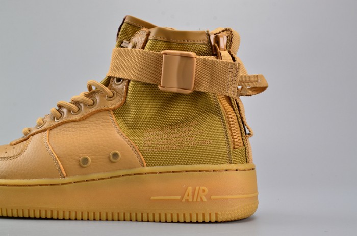 Nike SF Air Force 1 Mid Elemental Gold Leather Shoes AA3966-700